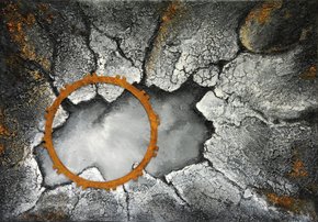 BRUCH: Acryl-Mischtechnik mit Kaffeesatz und Strukturpaste auf Leinwand, 70 x 100 cm, Art-Grimm, 2018