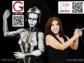 Foto von Alexandra Lützenkirchen mit Ulrike Grimm und Esmeralda Deike beim Bodypainting für die Performance Mensch-Maschine