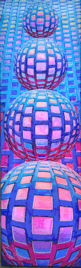 GRAVITATION, Magic Light LED Panel, RGB Farbwechsel diffuse, mit Fernbedienung. 25 x 60 x 4 cm, Wandmontage, handbemalt, 2022