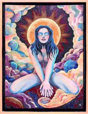 KOSMOGENESE, Acryl auf Leinwand mit Schattenfugenrahmen, 65 x 85 cm, 2022