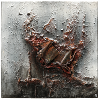 "Lindwurm" - Mixed Material Art Art-Grimm - Metallgitter in Acryl/Struktur auf Leinwand,  5 x 40 x 40 cm, 2018