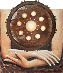 PATIENCE, Pastellkreide und Acryl auf Rohleinen mit Metall	Format: 50 x 50 cm, 2018
