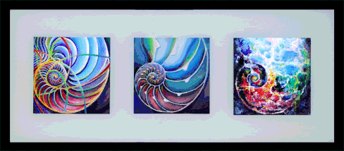 SPIRALEN - ARCHETYPIC DESIGN Beleuchtete Bilder in Acryl, gerahmt 70 x 30 cm, beleuchtet mit LED, Farbwechsel in RGB programmierbar mit Fernbedienung, 2022