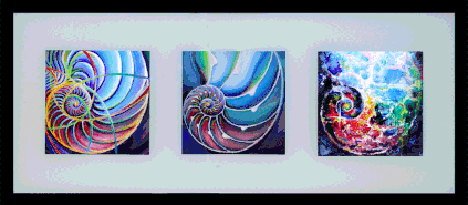 SPIRALEN - ARCHETYPIC DESIGN Beleuchtete Bilder in Acryl, gerahmt 70 x 30 cm, beleuchtet mit LED, Farbwechsel in RGB programmierbar mit Fernbedienung, 2022